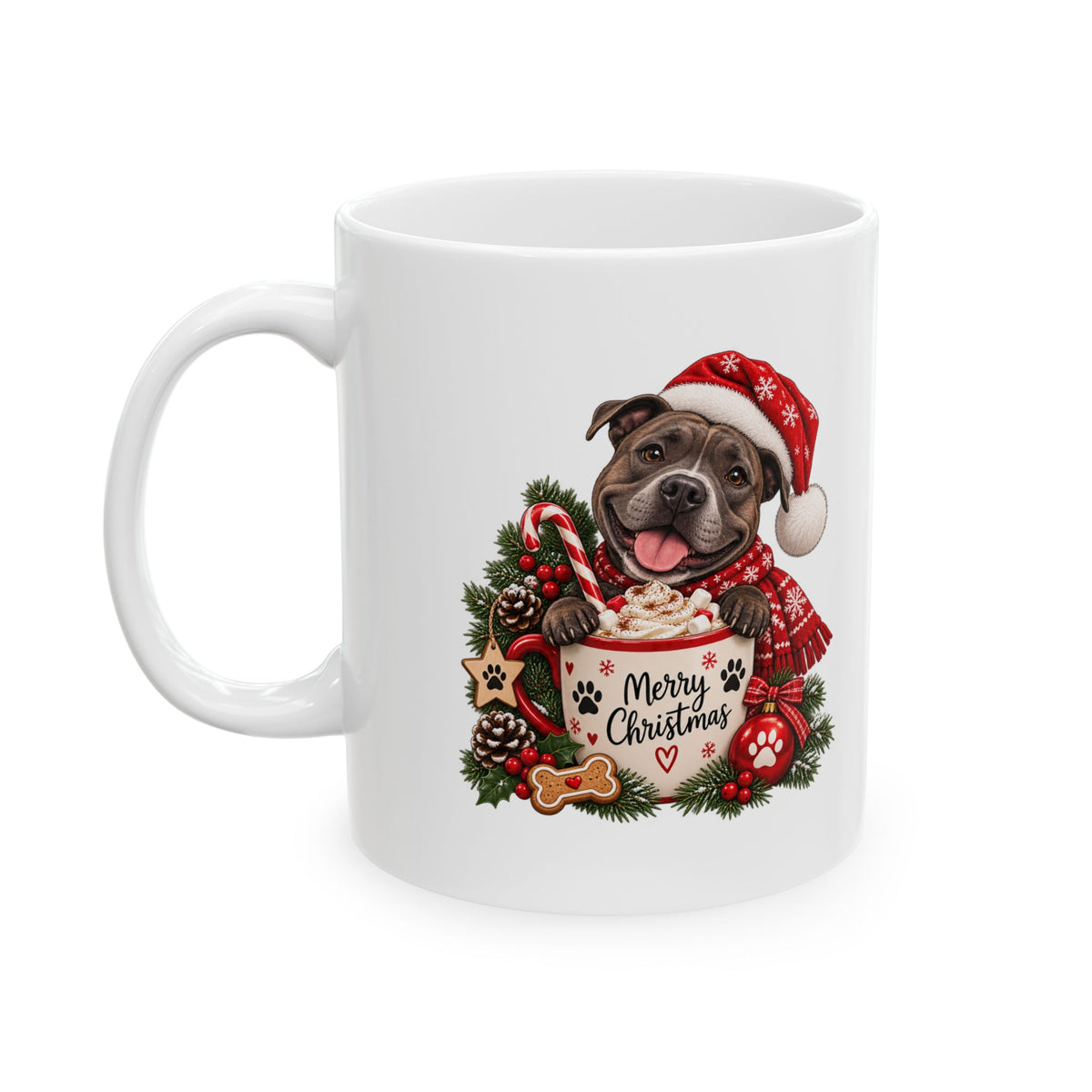 Christmas Pug Mug – Cute Holiday Dog Ceramic Coffee Cup (11oz & 15oz)