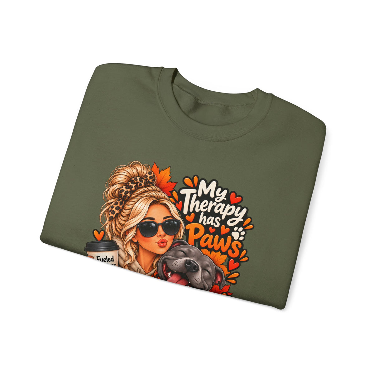 Crewneck Sweatshirt - "My Therapy Has Paws" Fall Dog Mom Graphic