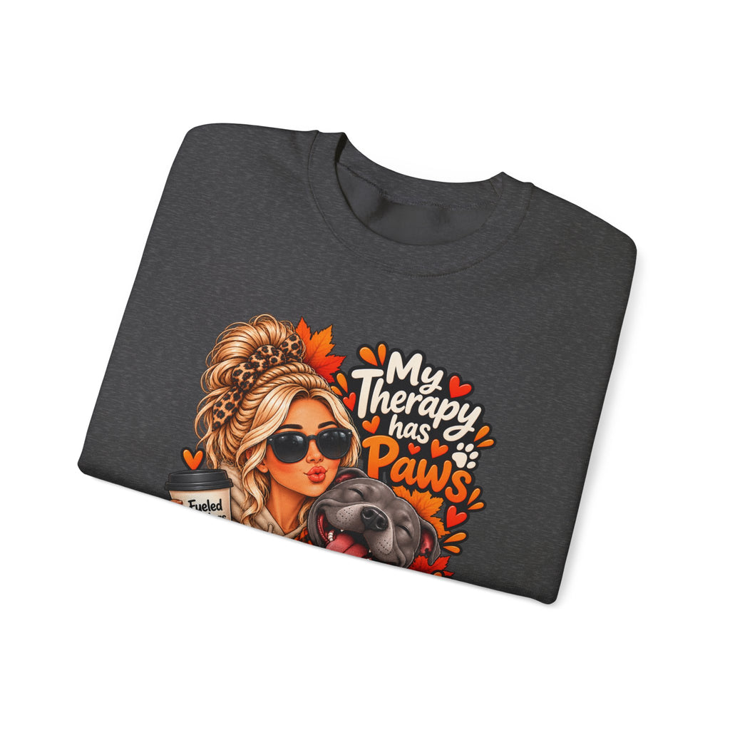 Crewneck Sweatshirt - "My Therapy Has Paws" Fall Dog Mom Graphic