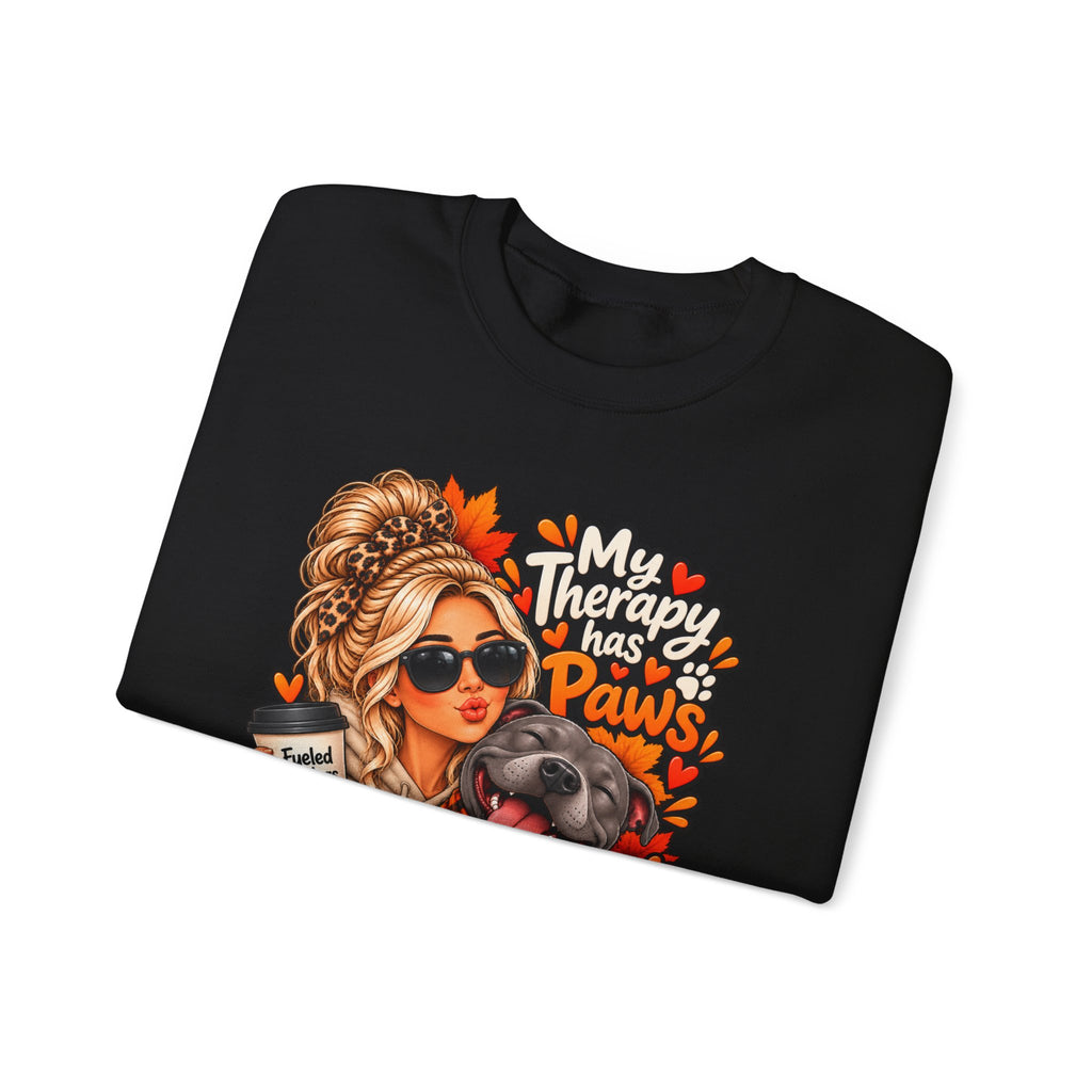 Crewneck Sweatshirt - "My Therapy Has Paws" Fall Dog Mom Graphic