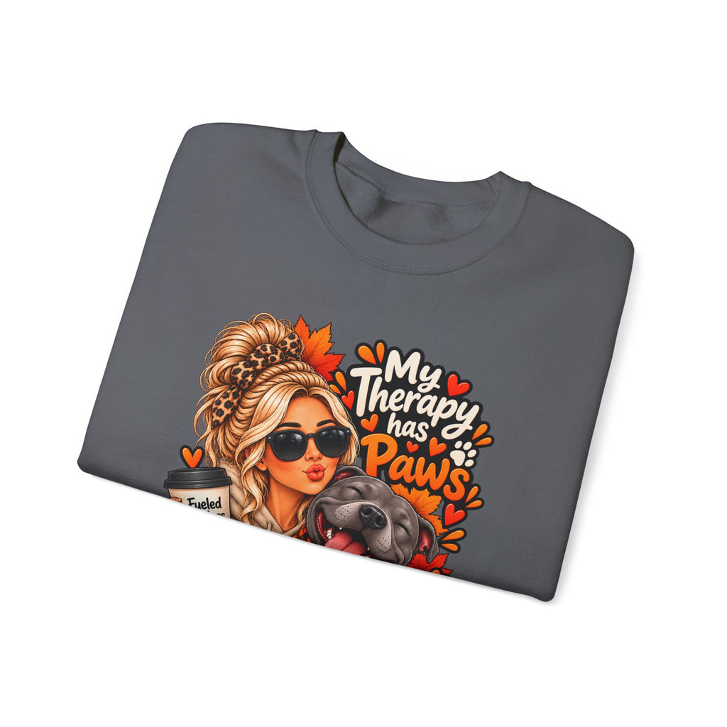Crewneck Sweatshirt - "My Therapy Has Paws" Fall Dog Mom Graphic