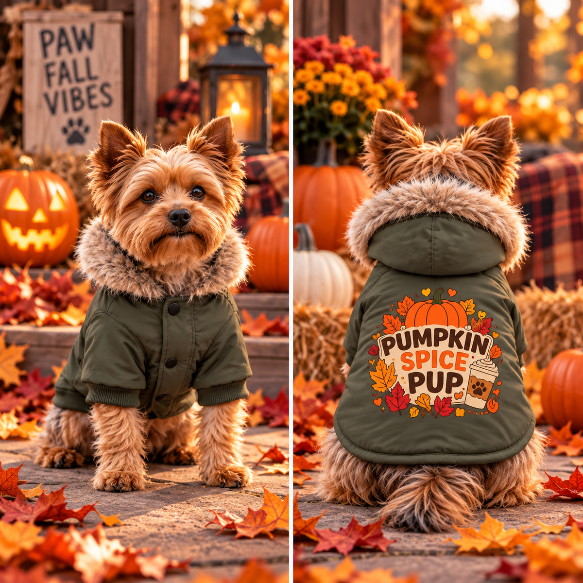 Pumpkin Spice Pup Dog Parka Jacket | Cozy Fall Dog Coat