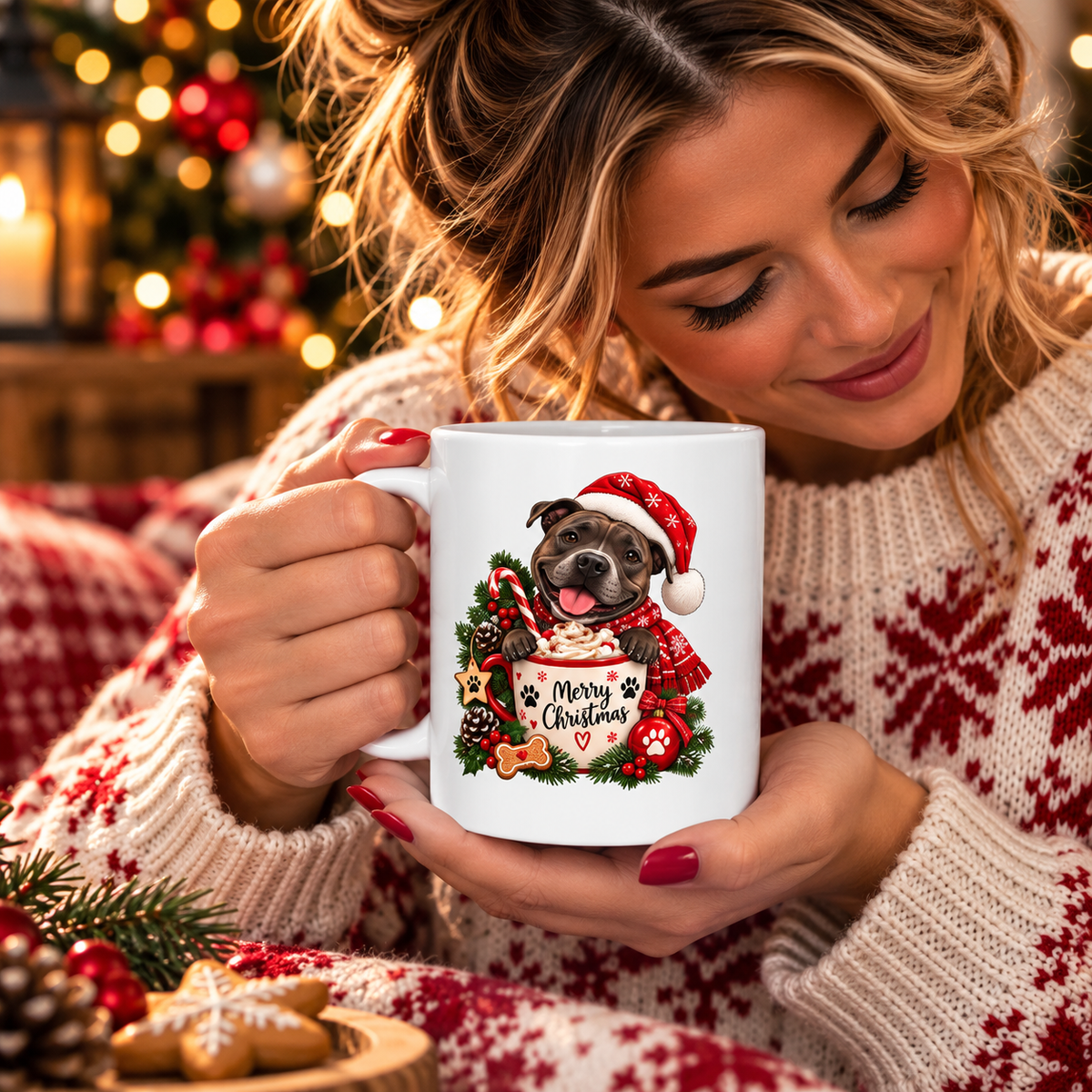 Christmas Pug Mug – Cute Holiday Dog Ceramic Coffee Cup (11oz & 15oz)