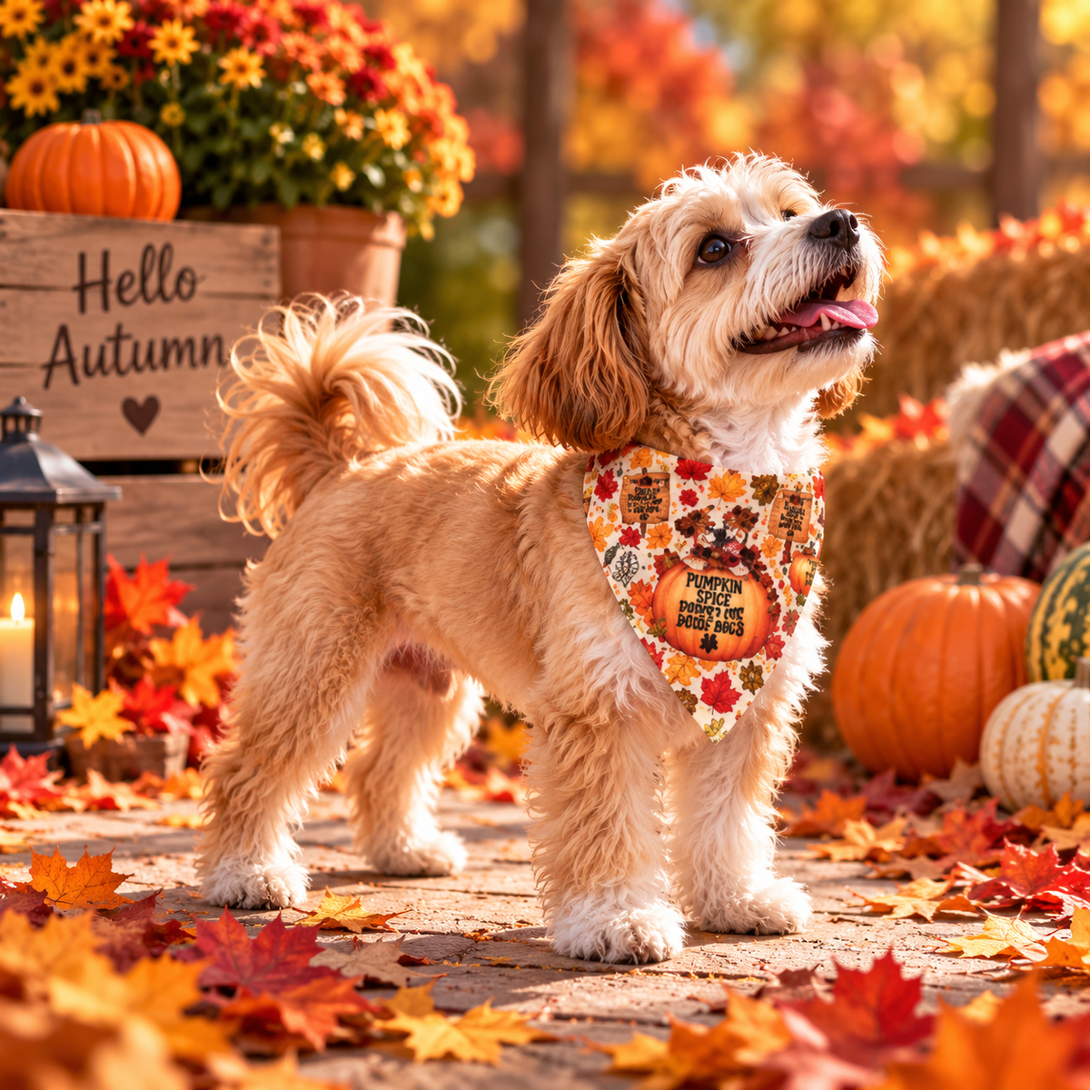 Funny Fall Dog Bandana – Pumpkin Spice Dog Bandana, Autumn Dog Scarf, Cute Seasonal Pet Accessory