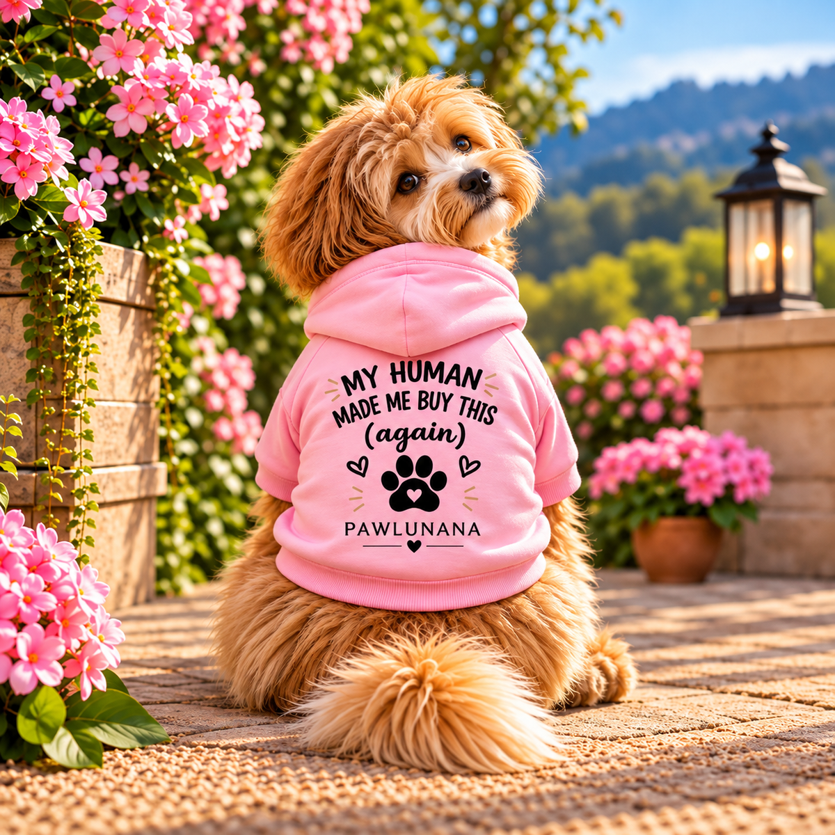 Pet Hoodie — "My Human Made Me Buy This (Again)" Dog & Cat Hoodie with Collar Hole