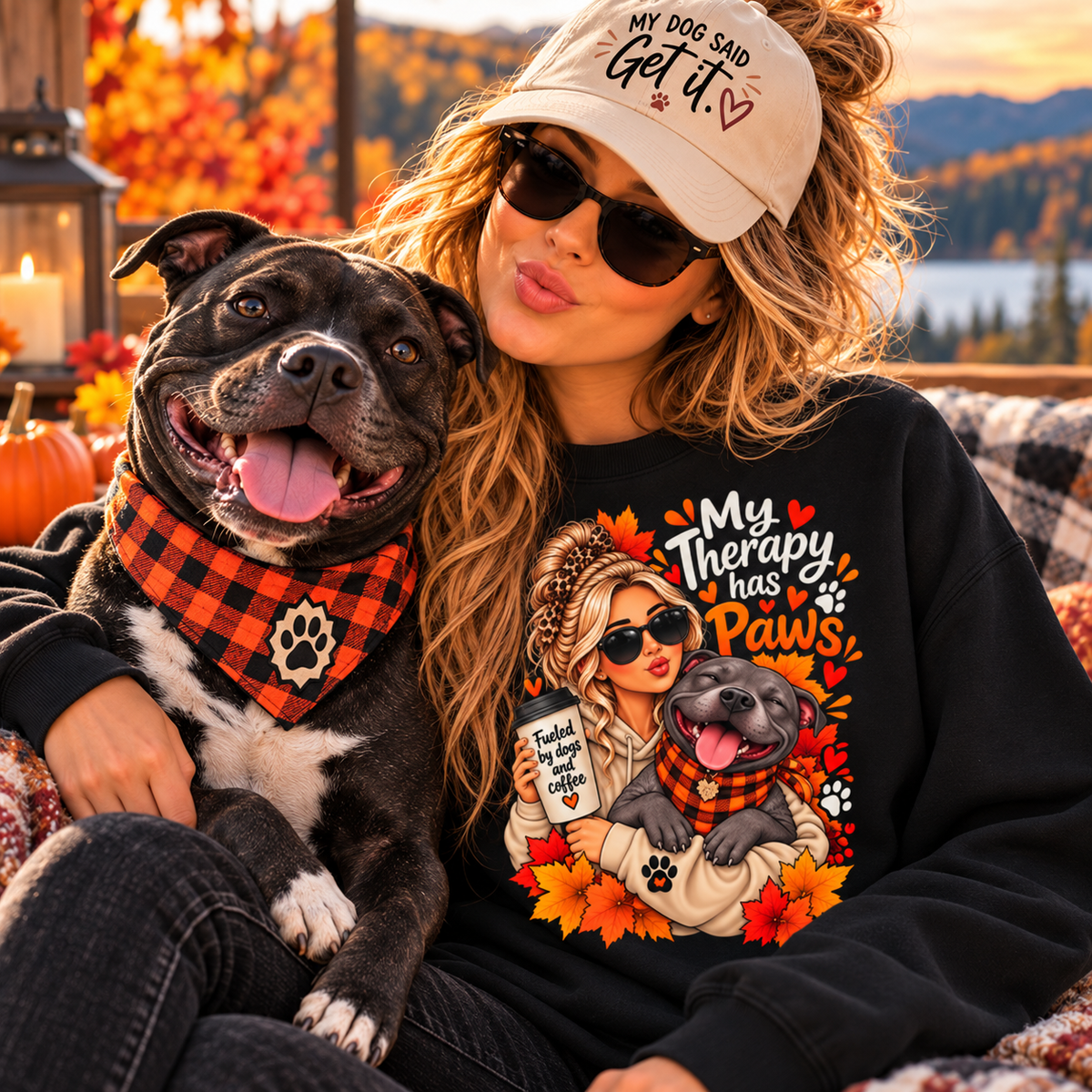Crewneck Sweatshirt - "My Therapy Has Paws" Fall Dog Mom Graphic