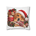Christmas Puppy Throw Pillowcase — Golden Retriever in Santa Hat