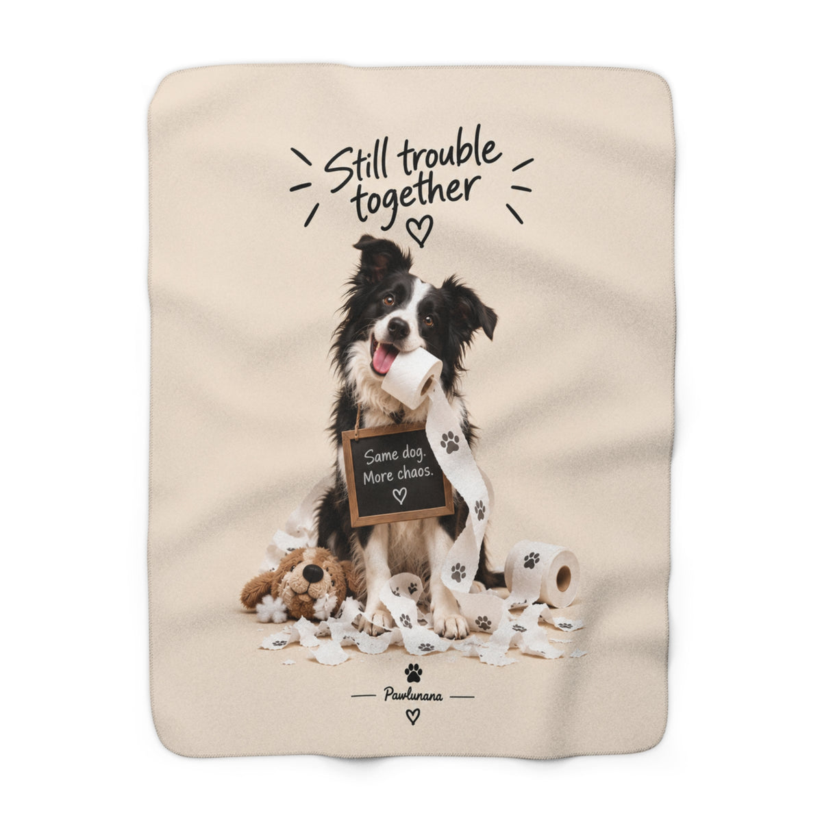 Sherpa Blanket — "Still Trouble Together" Cute Dog Photo Throw for Pet Lovers
