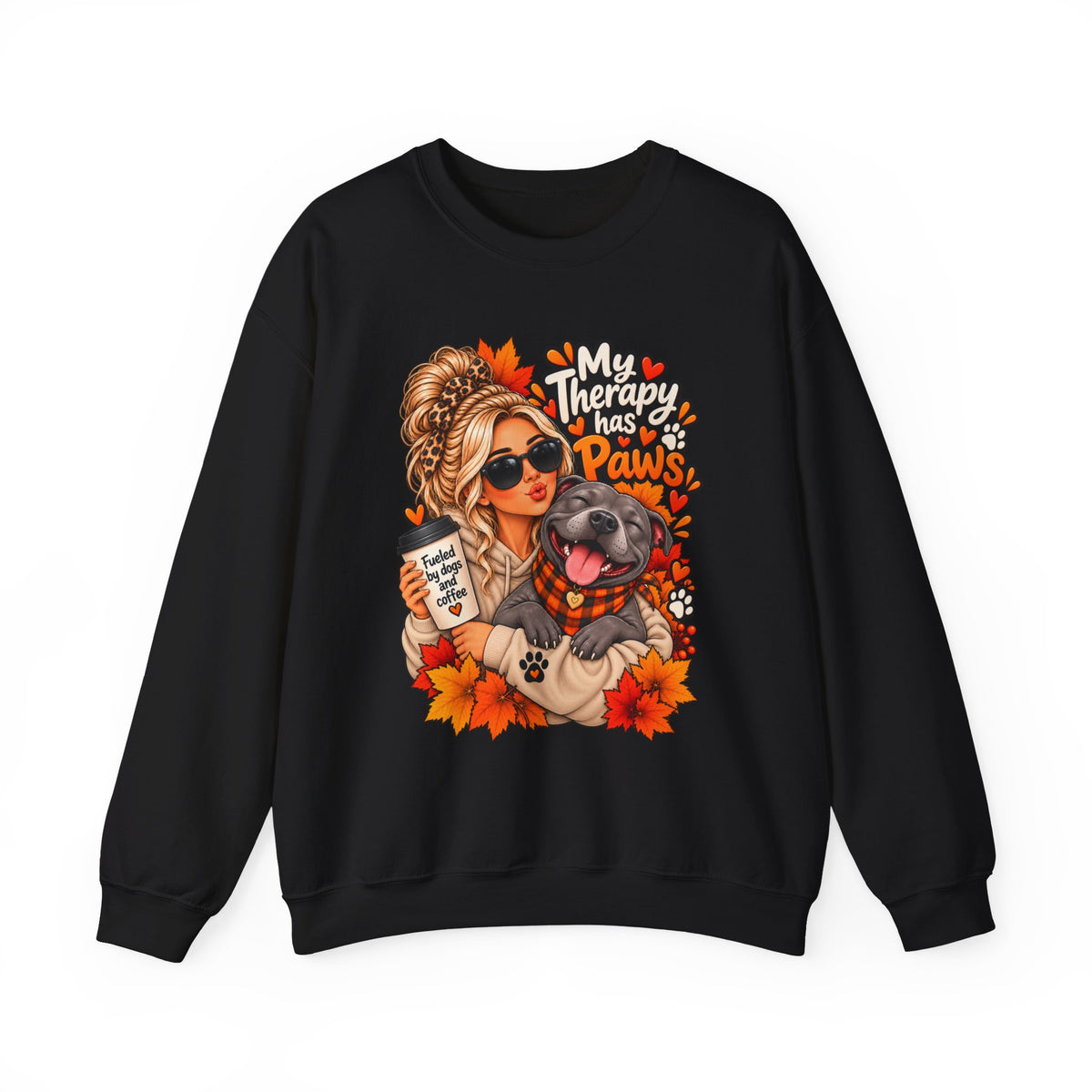 Crewneck Sweatshirt - "My Therapy Has Paws" Fall Dog Mom Graphic
