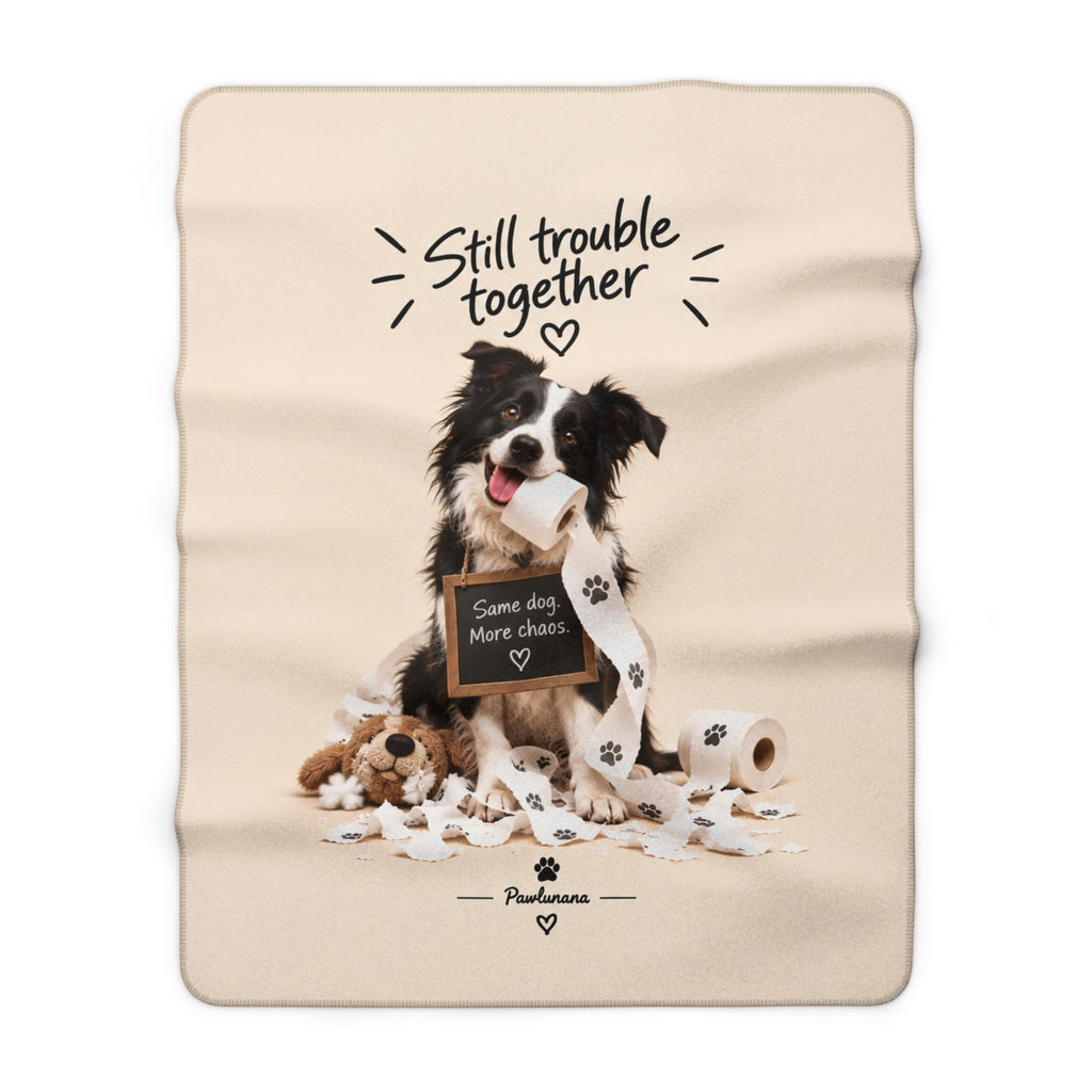 Sherpa Blanket — "Still Trouble Together" Cute Dog Photo Throw for Pet Lovers