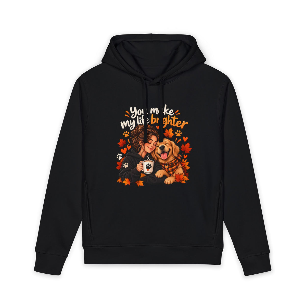 Fall Dog Lover Hoodie – "You Make My Life Brighter" Autumn Graphic