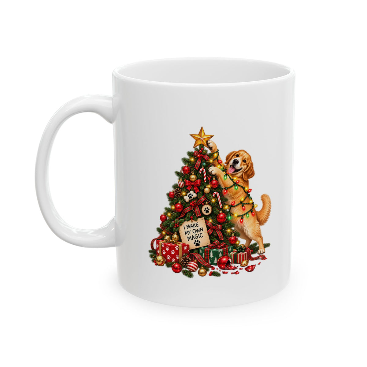 Dog Floral Ceramic Mug – Cute Golden Retriever Coffee Cup (11oz/15oz)