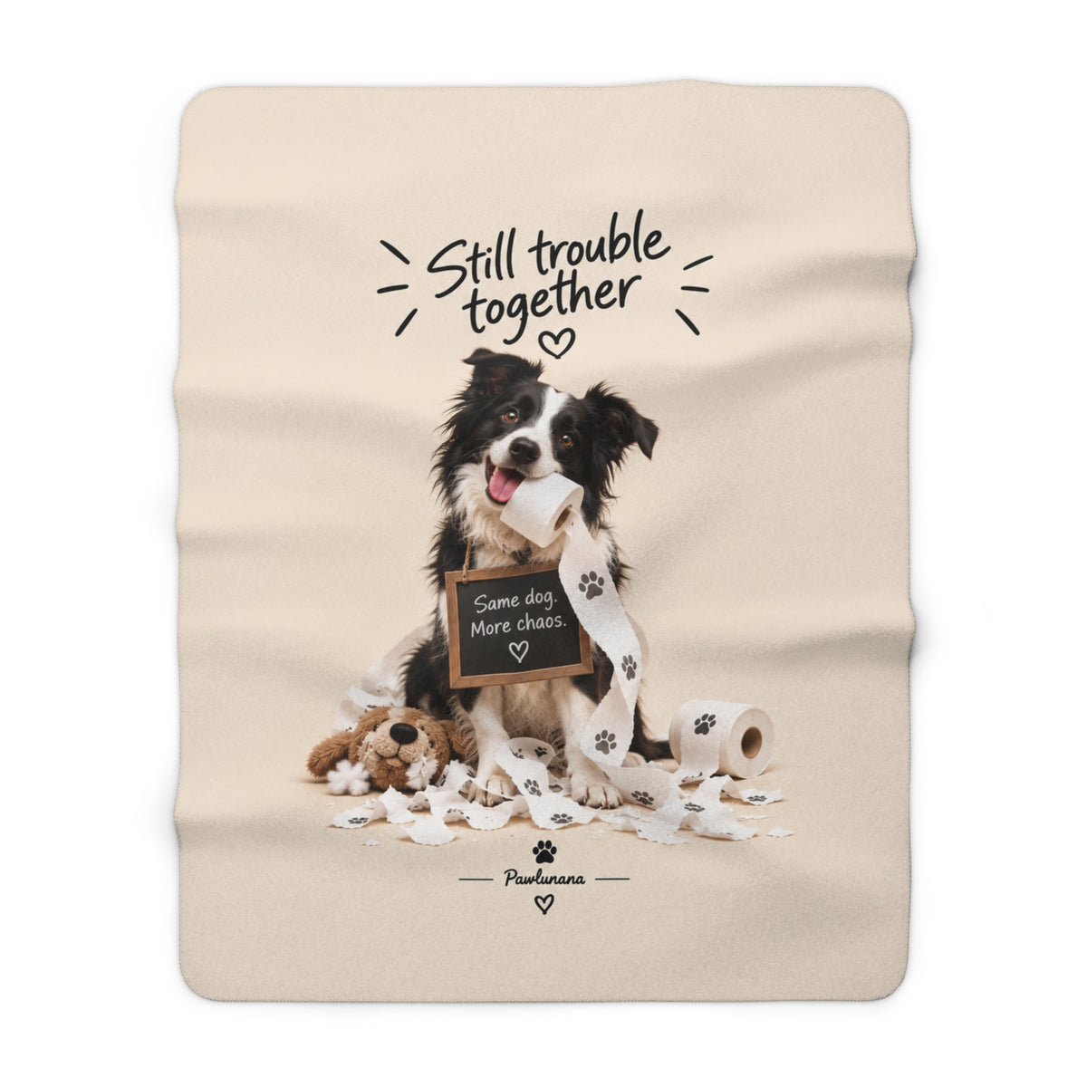Sherpa Blanket — "Still Trouble Together" Cute Dog Photo Throw for Pet Lovers